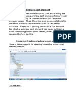 Steps For Creation of Primary Cost Element