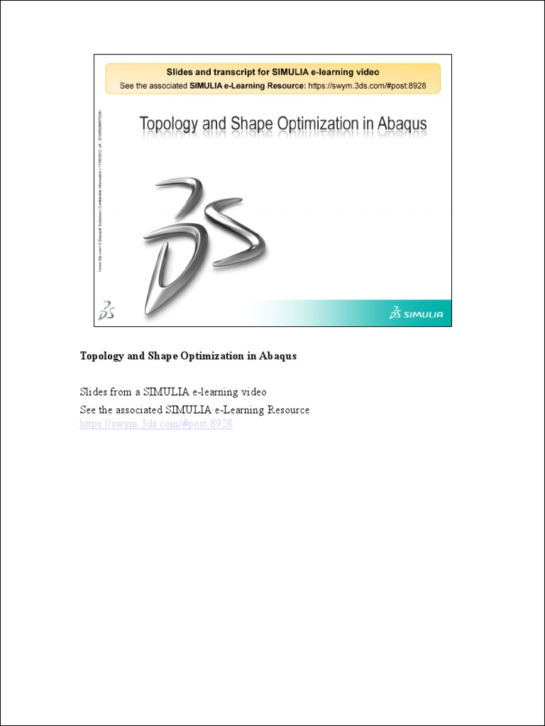 Abaqus Topology Optimization Guide | PDF