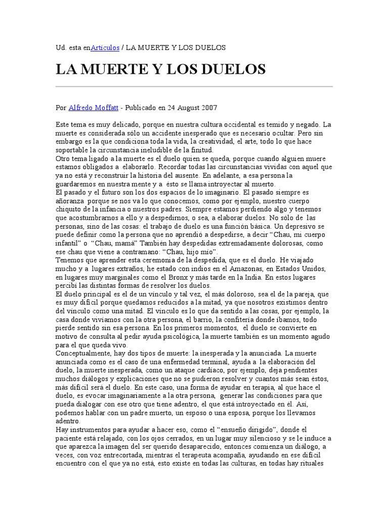 La muerte y el proceso de duelo | PDF | Dolor | Muerte