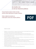 En Torno Al Objeto de Estudio y Las Implicancias Sociales de Las Relaciones Públicas