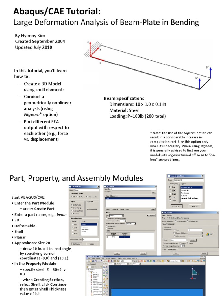 Abaqus Beam-Plate Bending Guide | PDF | Beam (Structure) | Bending