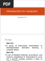 Introduction To Computer: Lecture #1