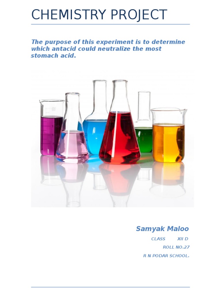Chemistry Project Antacids (SAMPLE PROJECT) PDF Titration Chemistry