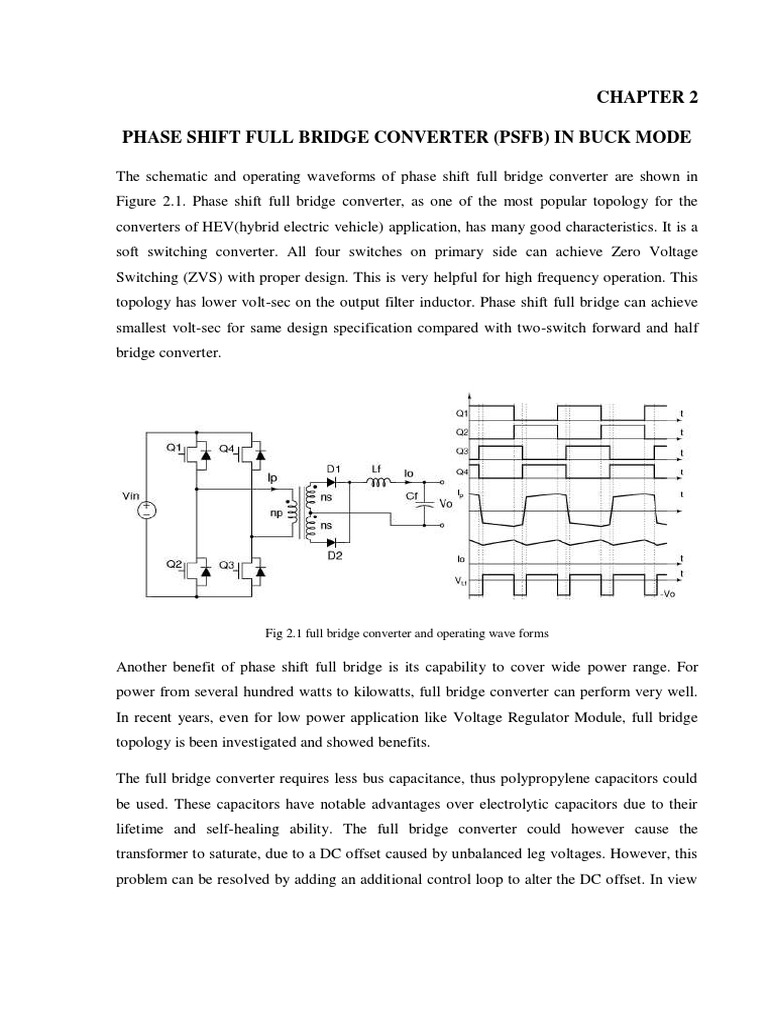 Phase Shift Full Bridge Converter PDF Capacitor Transformer