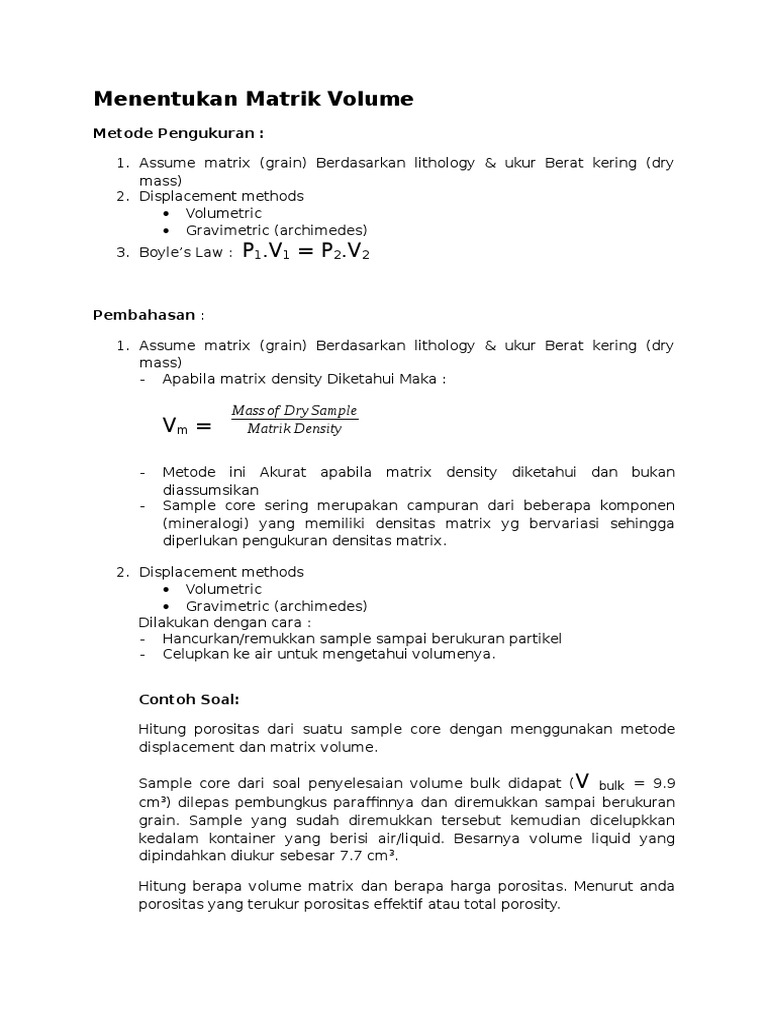 Pengukuran Volume Matrik dalam Geologi | PDF