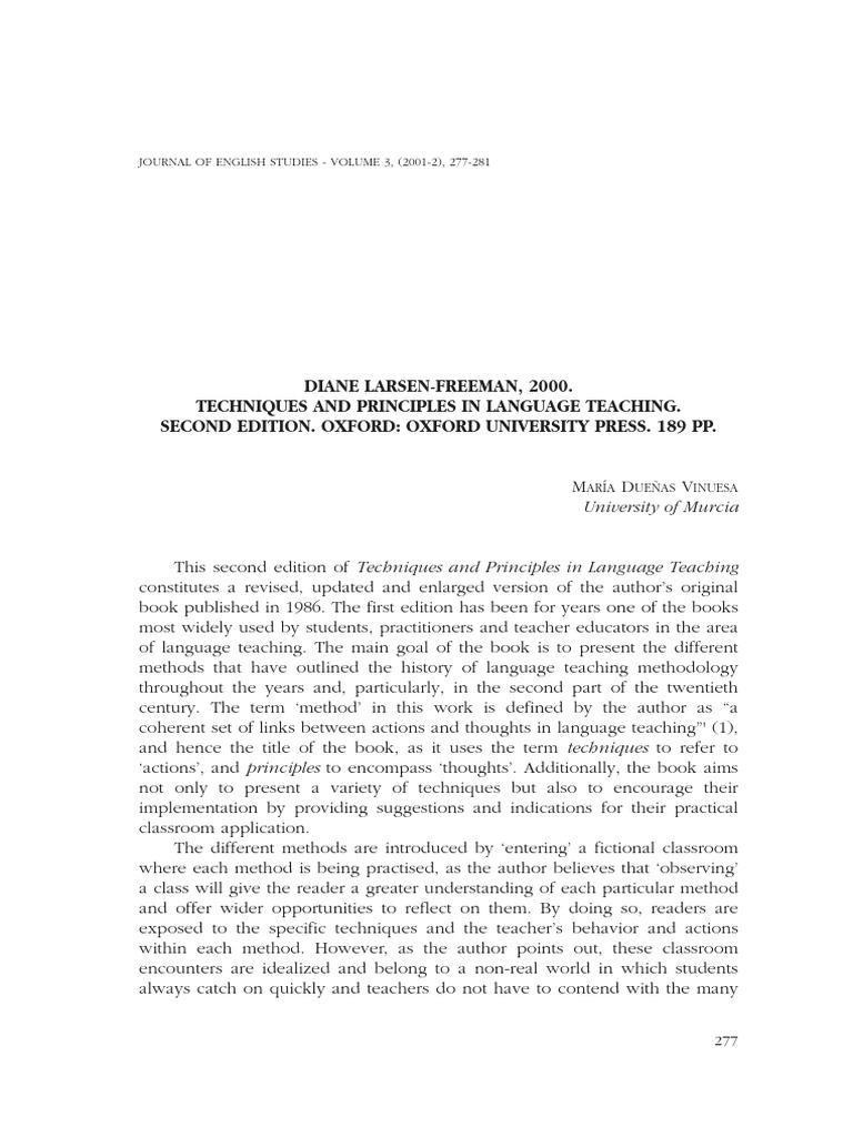 Techniques and Principles in Language Teaching | PDF