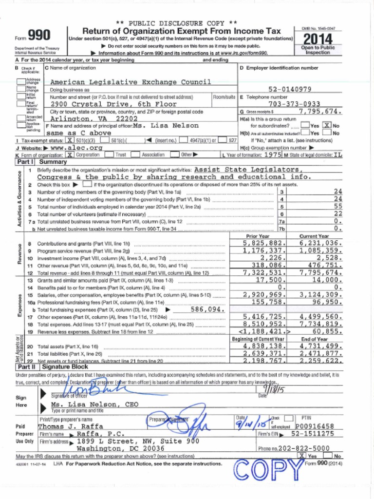 ALEC 2014 IRS Form 990 | PDF