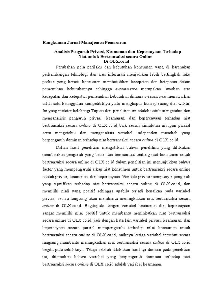 Rangkuman Jurnal Manajemen Pemasaran Pdf