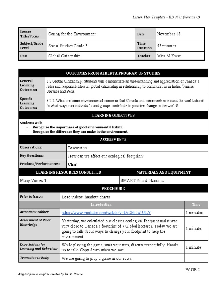 Grade 3 Environmental Lesson Plan | PDF | Lesson Plan | Teaching