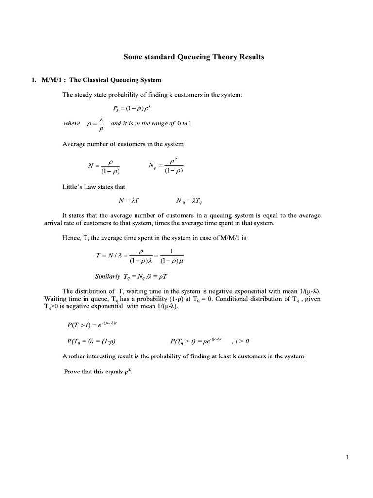 Queueing Theory Formulae Sheet V 2013 | PDF | Computers
