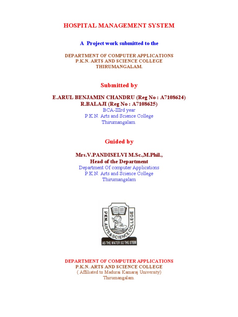 Hospital Management System Project Report | PDF | Microsoft Visual ...