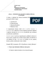 Aula 1 - Escopo e Limitações Da Economia