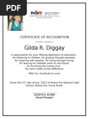 Certificate of Recognition