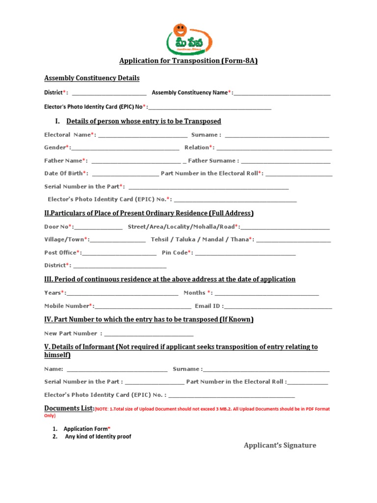 Application for Electoral Transposition | PDF