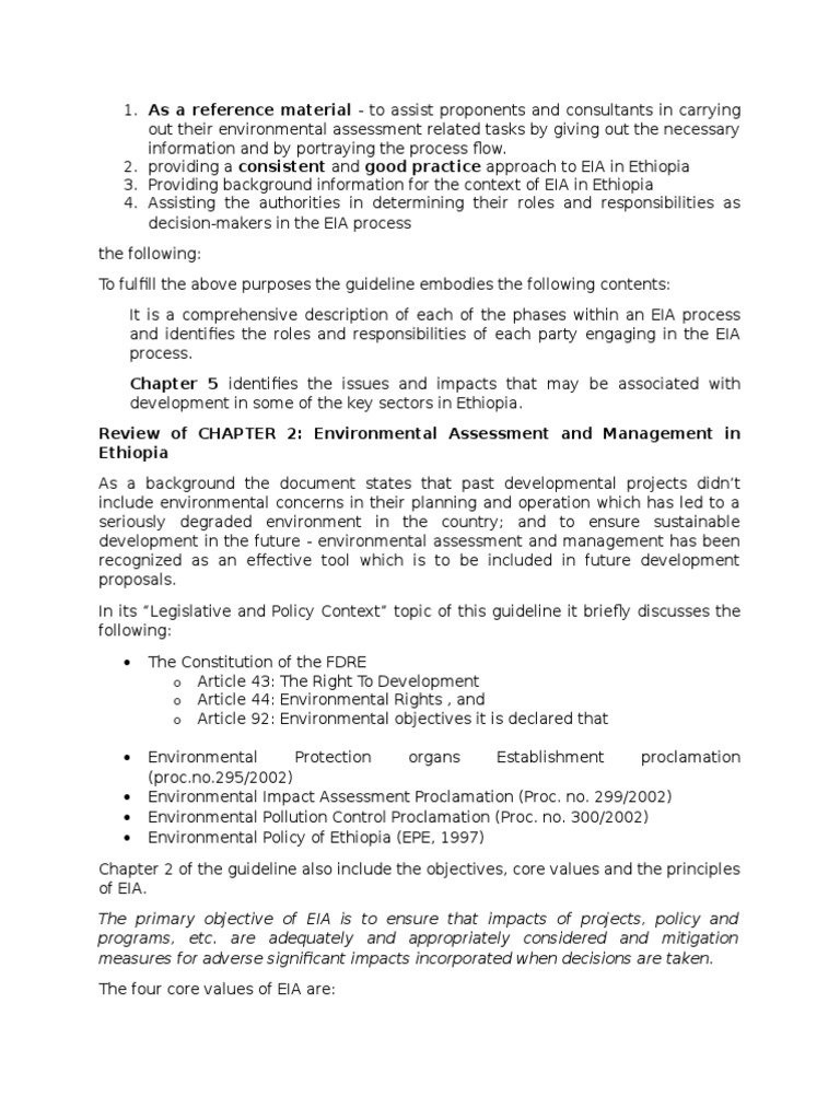 EIA Guidelines for Ethiopia's Development | PDF | Environmental Impact ...