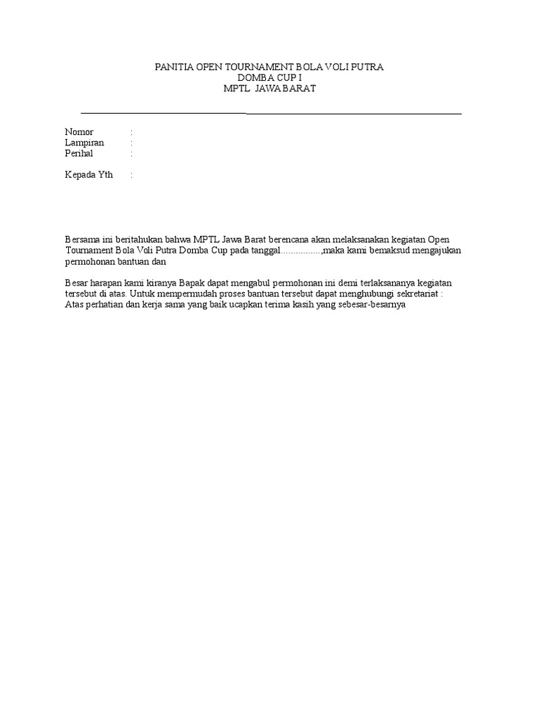 Contoh Proposal Turnamen Bola Voli PDF