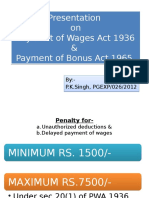 Presentation On Payment of Wages Act 1936 & Payment of Bonus Act 1965