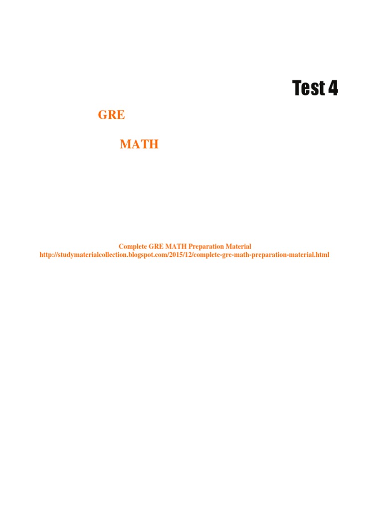 GRE Math Practice Test 4 | PDF | Graduate Record Examinations | Triangle