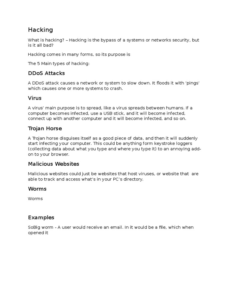 Understanding Hacking Types and Risks | PDF