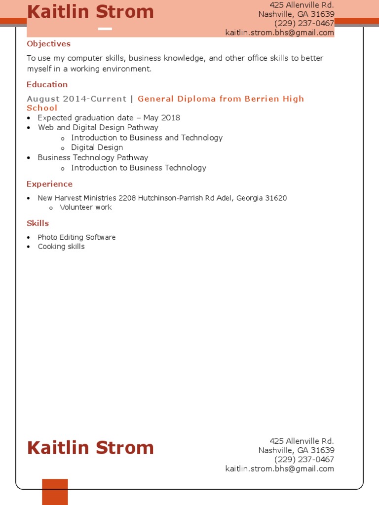 Kaitlin Strom's Resume and Skills Summary | PDF | Career & Growth