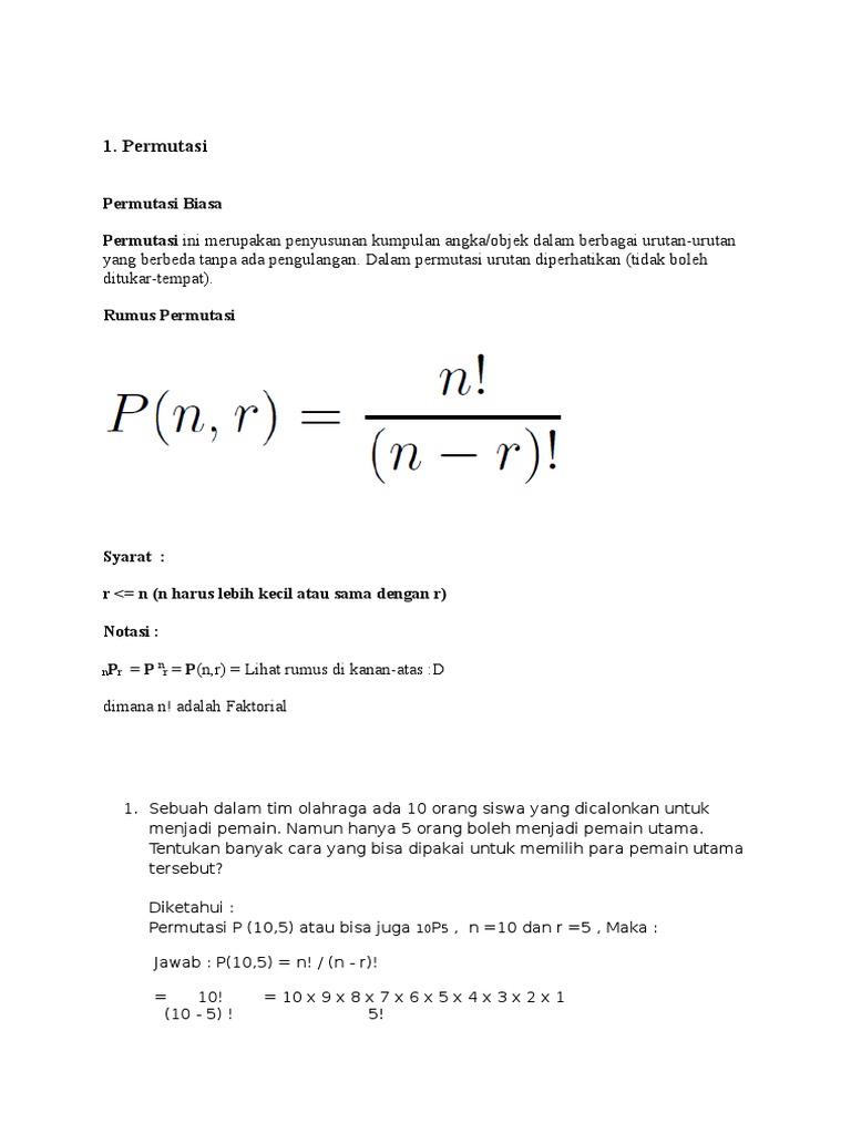 Contoh Soal Permutasi