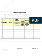 Material Certificate Format