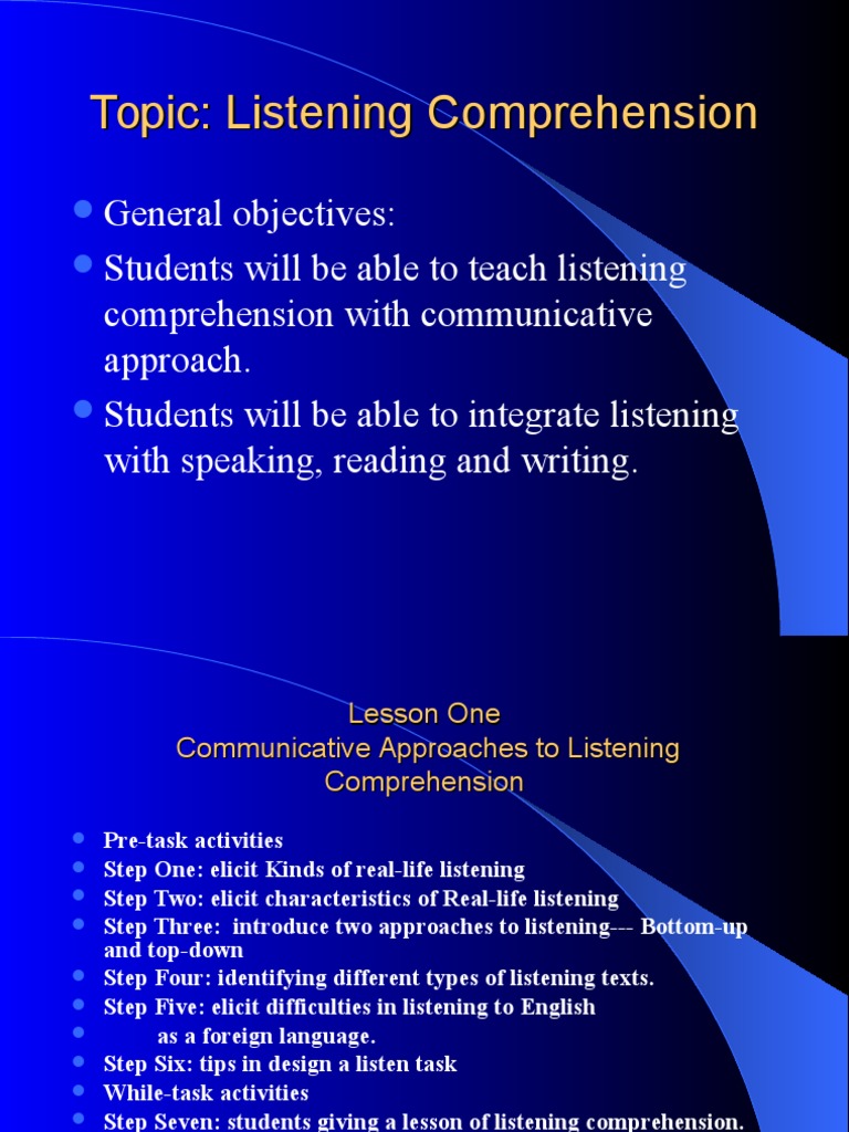 Teaching Listening Comprehension Strategies | PDF | Top Down And Bottom ...