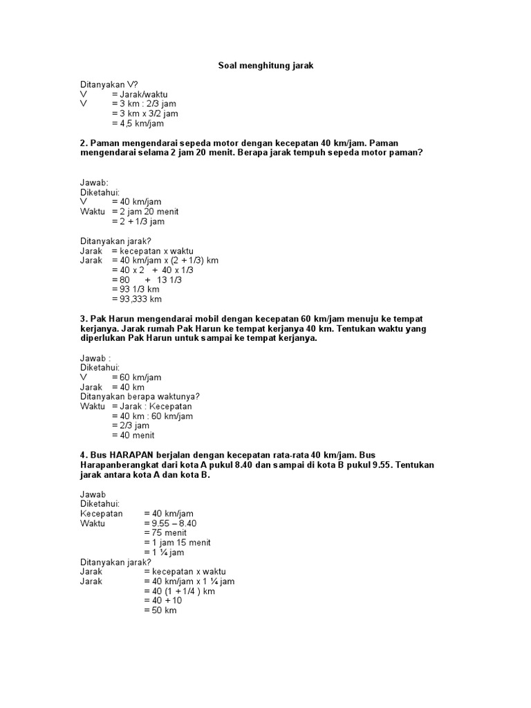 Soal menghitung jarak