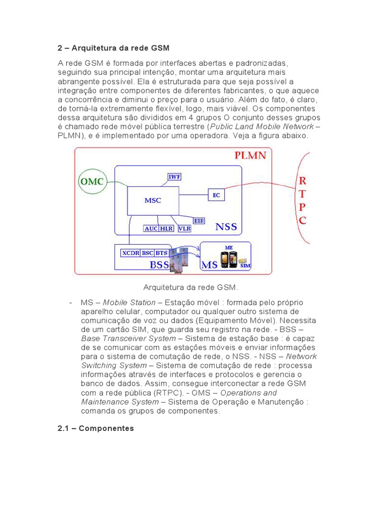Estrutura da Rede GSM e Seus Componentes | PDF | Celulares | GSM