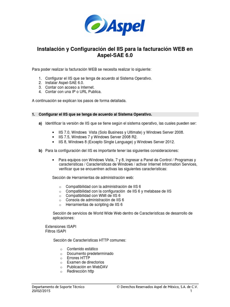 Configuración IIS para Facturación WEB | PDF | Servicios de Información ...