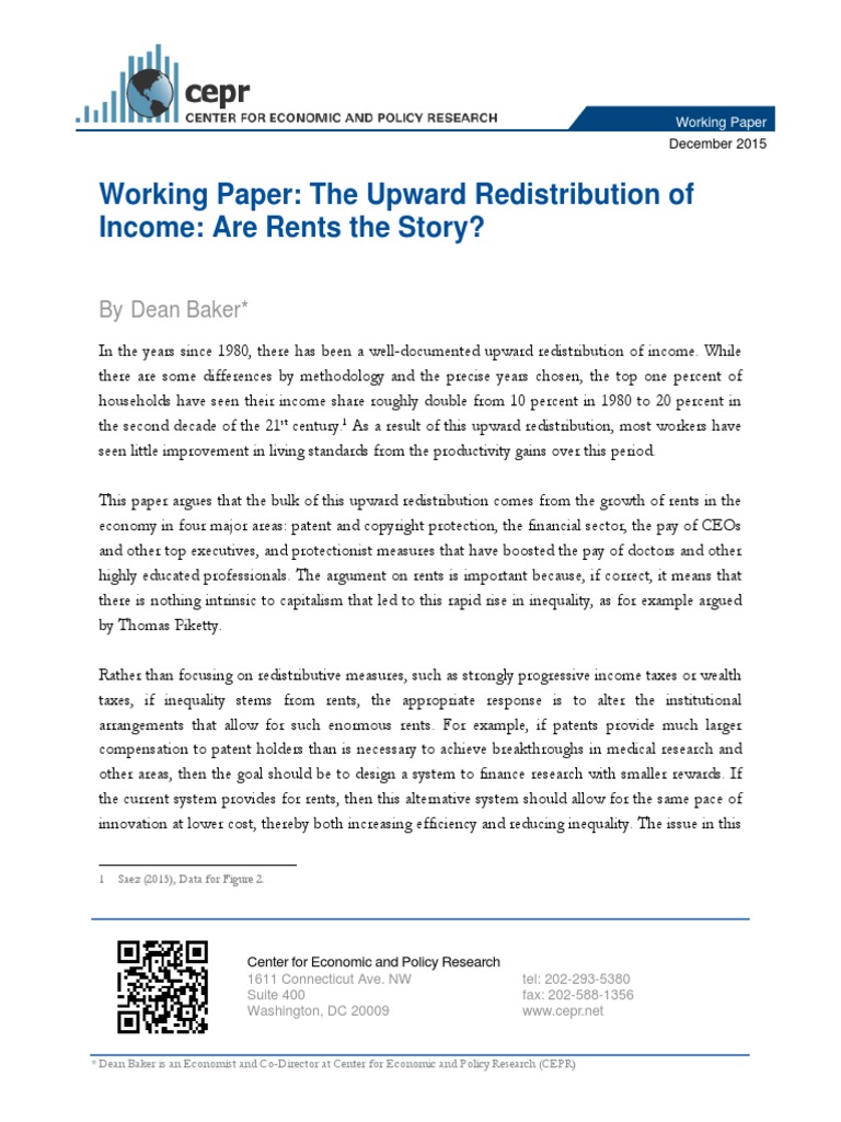 Working Paper: The Upward Redistribution of Income: Are Rents The Story ...