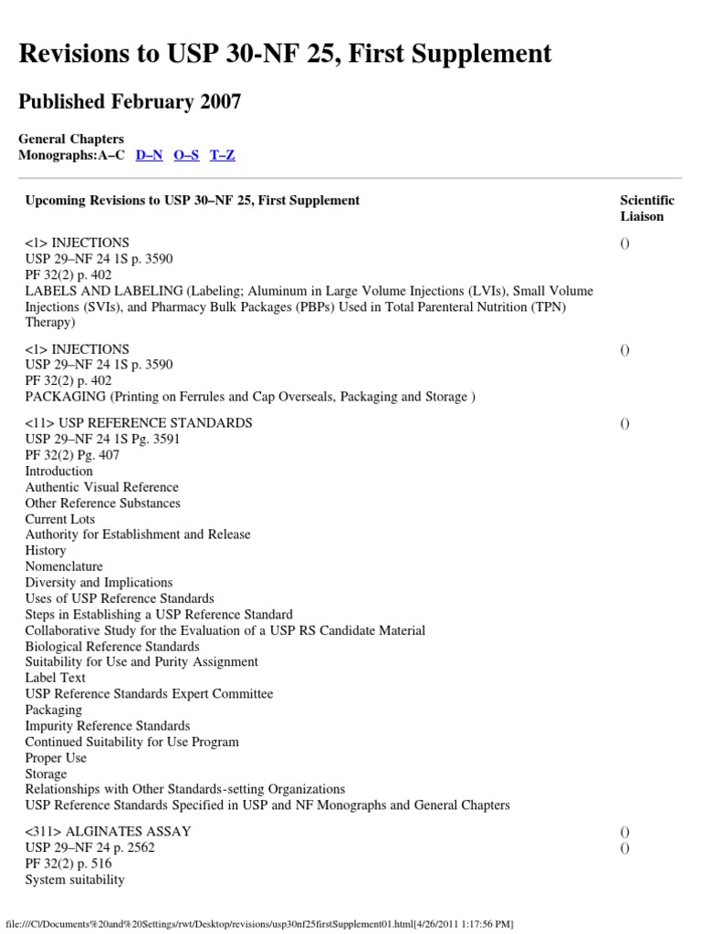 USP 30-NF 25 First Supplement Overview | PDF | Gel Electrophoresis ...