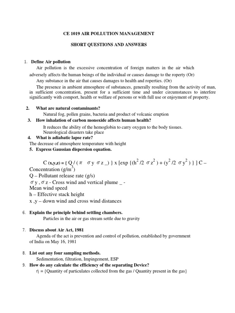 Air Pollution: Definitions & Effects | PDF | Greenhouse Effect ...