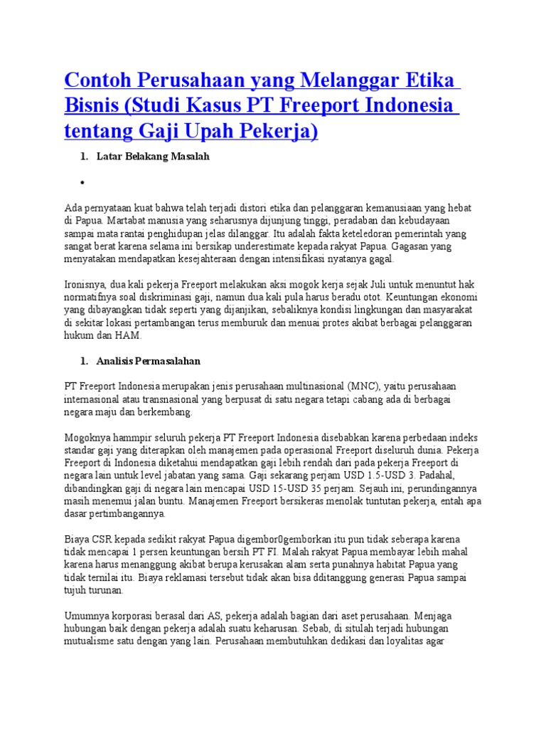 Contoh Perusahaan Yang Melanggar Etika Bisnis