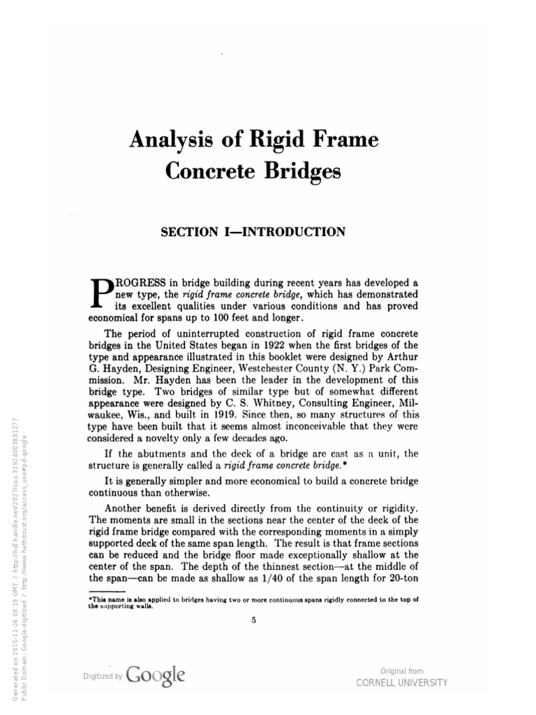 Rigid Frame Concrete Bridges Overview | PDF