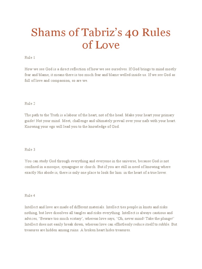 Shams of Tabriz’s 40 Rules of Love Patience Sufism