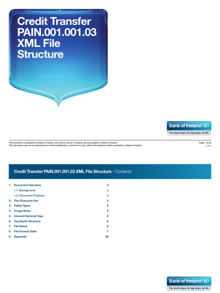 Sepa Credit Transfer Pain 001 001 03 XML File Structure July 2013