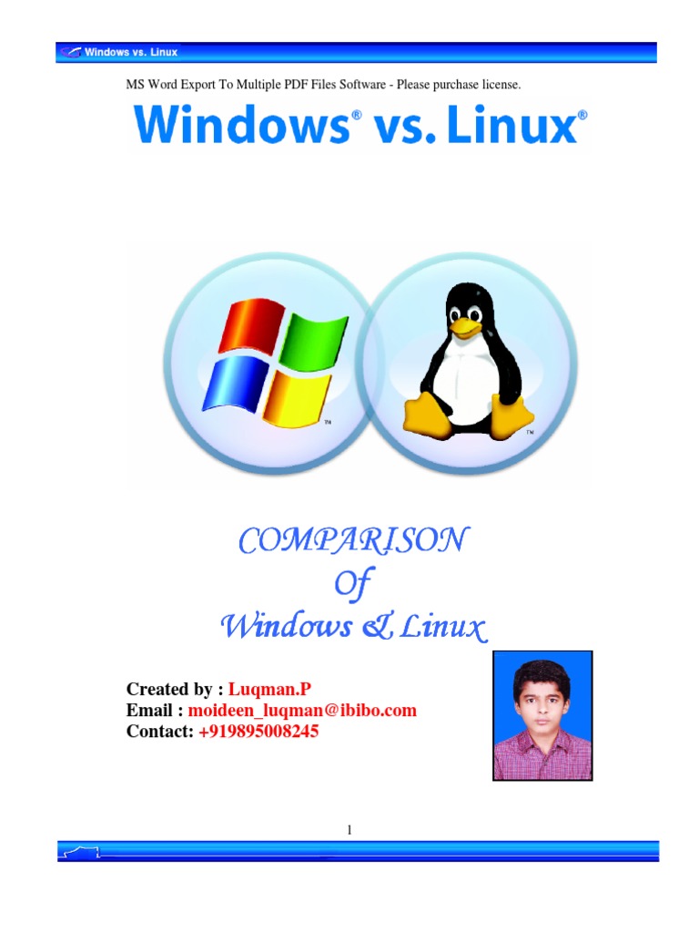 Windows Vs Linux Project On Malayalam | PDF