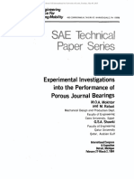 Experimental Investigations Into The Performance of Porous Journal Bearings