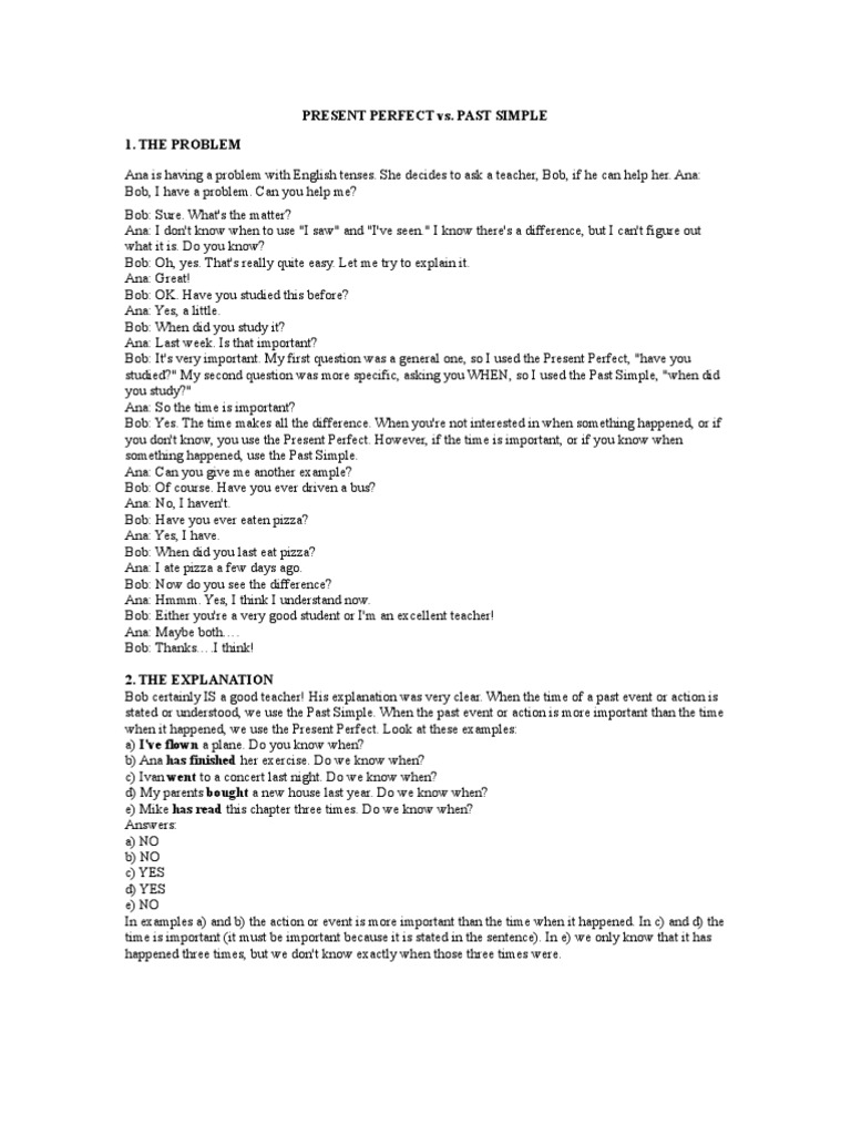 Understanding Past Simple vs. Present Perfect | PDF | Grammar | Linguistics