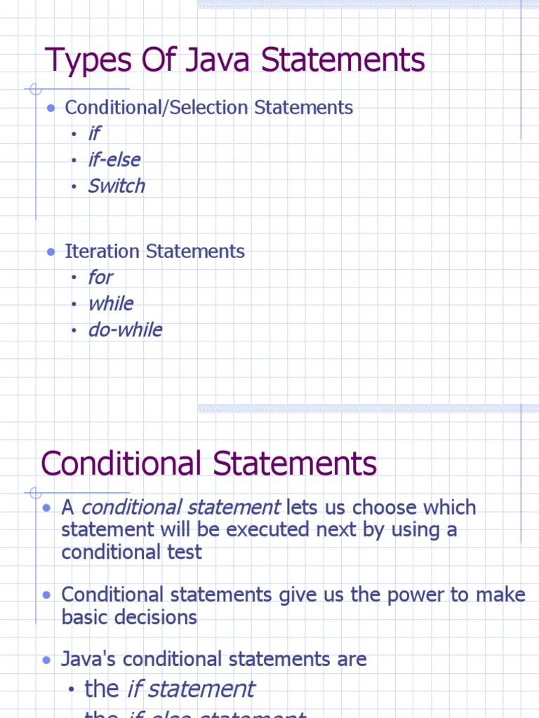 Types of Java Statements: If If-Else Switch | PDF | Control Flow ...