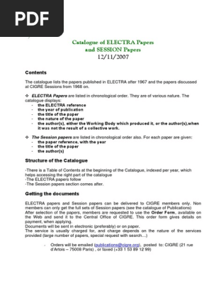 Catalogue of ELECTRA Papers 1967-2007 | PDF