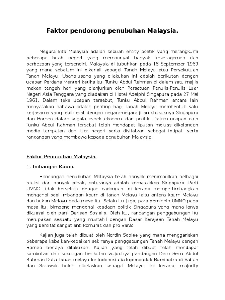 Faktor Pendorong Penubuhan Malaysia  PDF