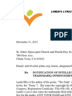 Linda Ellis Copyright - Extortion Letter - St. John's Episcopal Church and Parish Day School