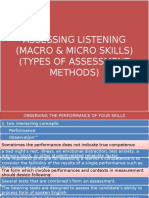 Assessing Listening (Macro & Micro Skills) (Types of Assessment Methods)