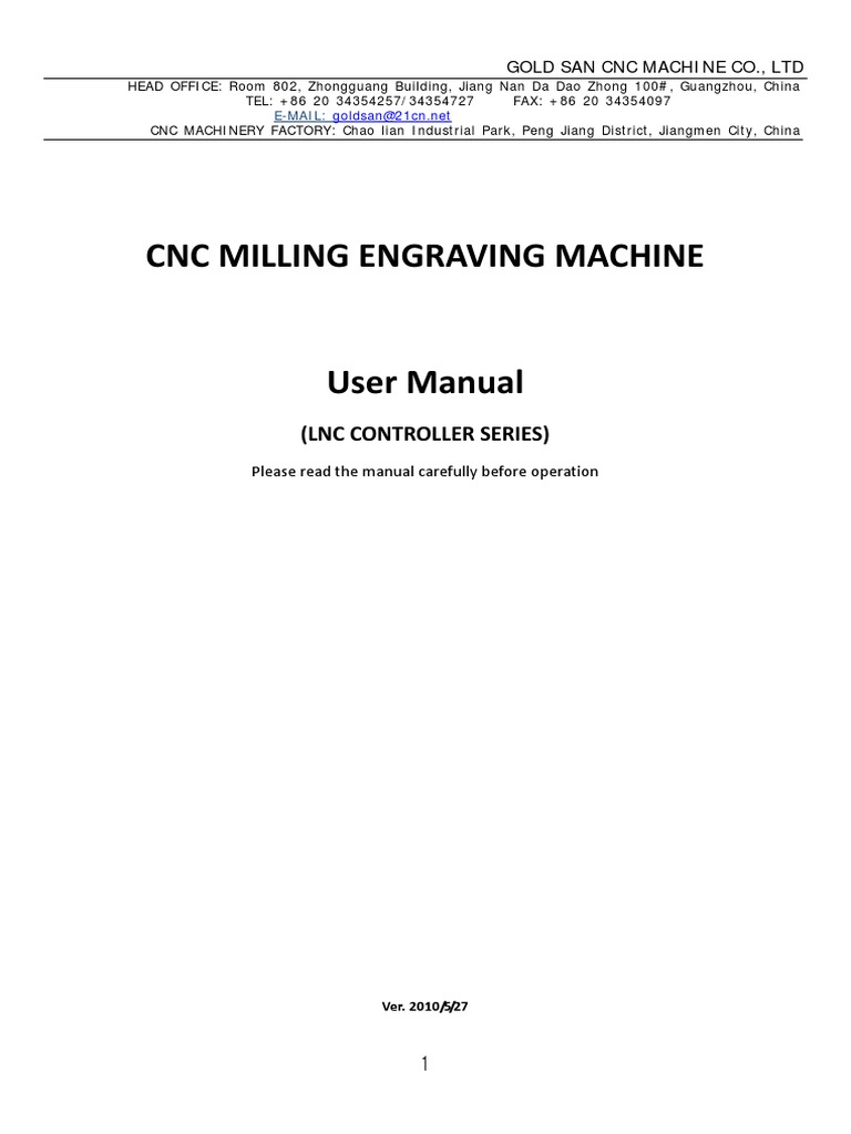 LNC Controller CNC Milling Manual | PDF | Numerical Control | Machines