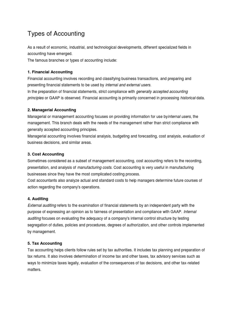 4 Types of Accounting | PDF | Management Accounting | Accounting