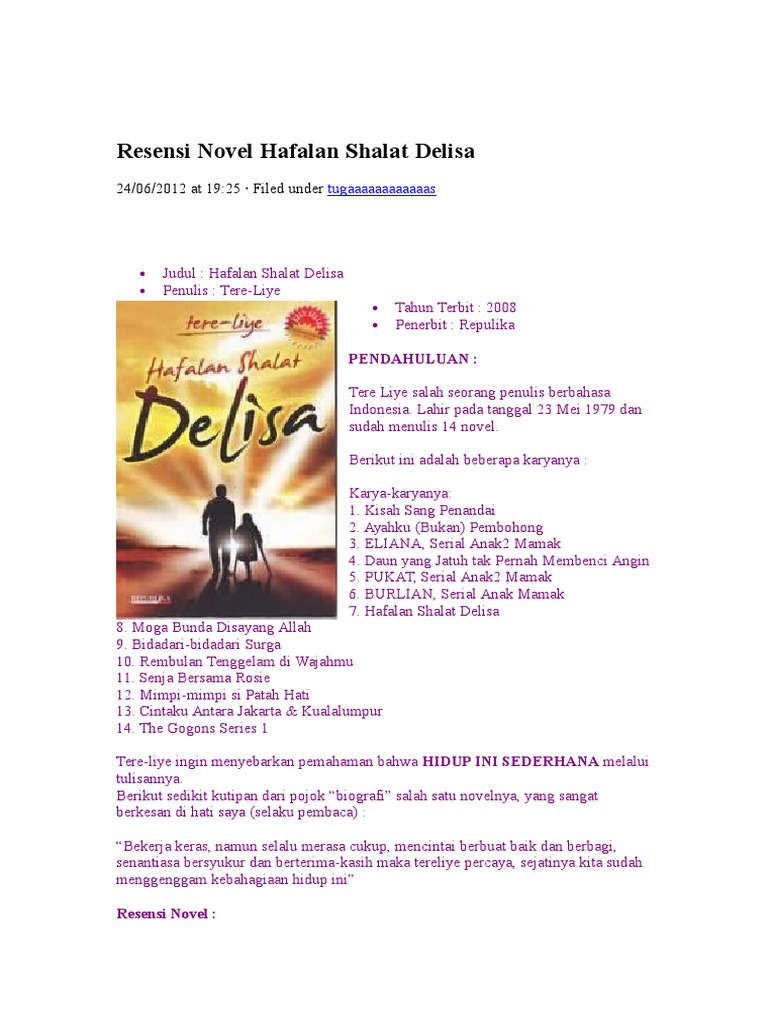 Resensi Novel Hafalan Shalat