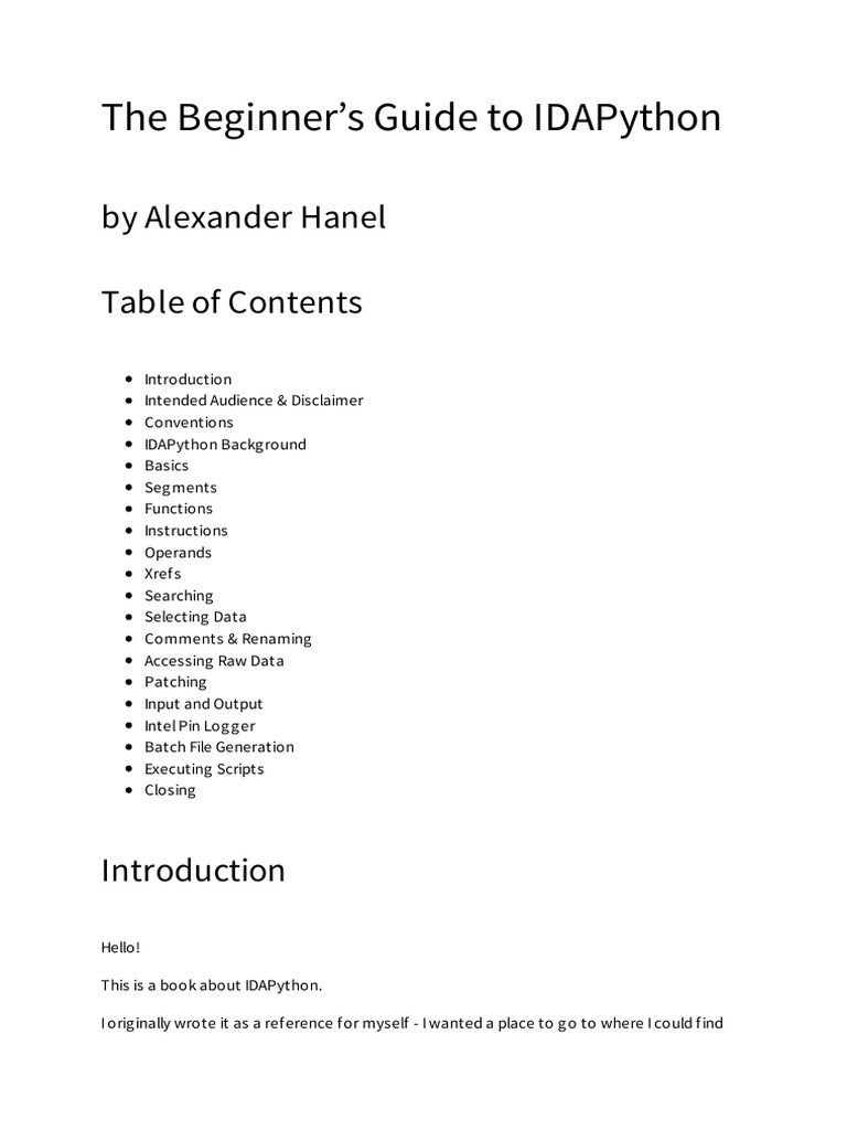 IDAPython: A Beginner's Reference Guide | PDF | Subroutine | Data Type
