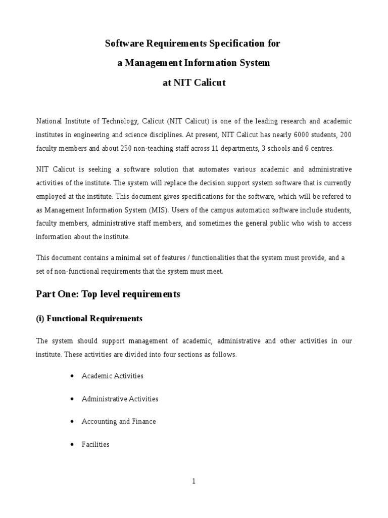 INFORMATION SYSTEM REQUIREMENTS EXAMPLES visual data 6